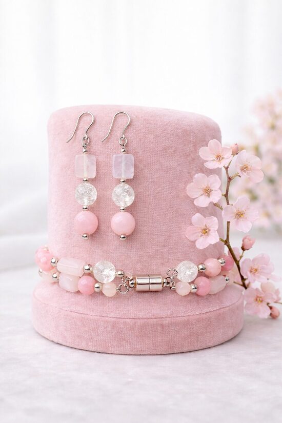 Dabīgo pērļu rotu komplekts "Japāņu dārza rota"